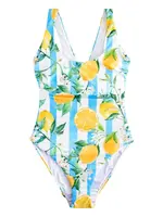 Next Jednodielne plavky  modrá / limetová / trávovo zelená / prírodná biela