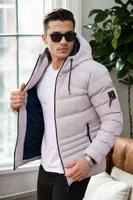 67514 Dewberry Hooded Winter Mens Puffer Coat-STONE