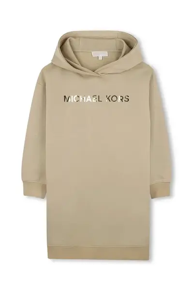 Dětské bavlněné šaty Michael Kors béžová barva, mini, oversize, R30479