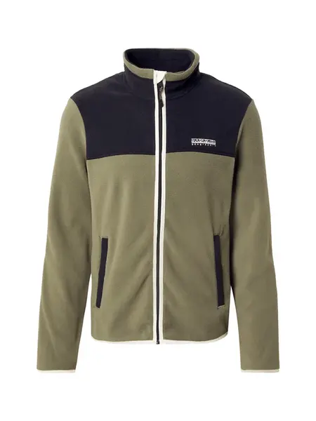 NAPAPIJRI Flisová bunda 'DERGANA'  olivová / čierna / biela