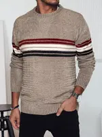 Pánský hnědý svetr s pruhy