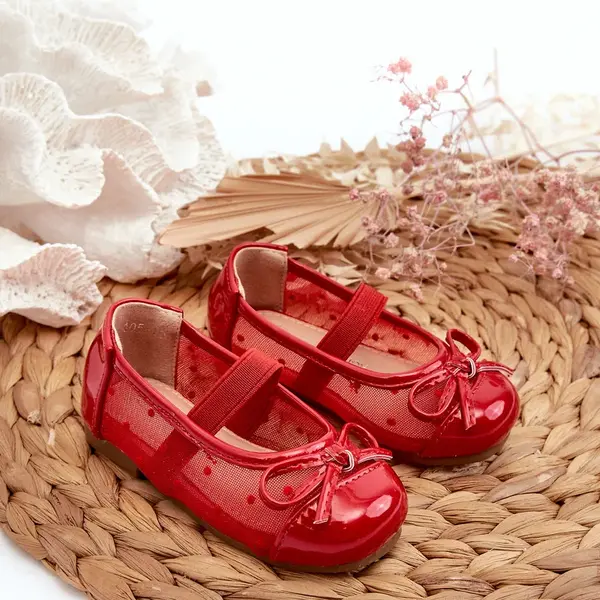 FR1 Dětské balerínky s mašlí červené Jellema