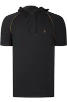 T8570 DEWBERRY HOODED MEN'S T-SHIRT-PLAIN BLACK