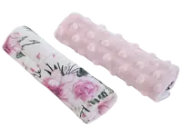 Medi Partners Stroller belt protectors (2 pcs.) cotton + minky – Flowers + pink minky