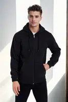 94090 Dewberry Kangaroo Pocket Hooded Zipper Mens Sweatshirt-BLACK