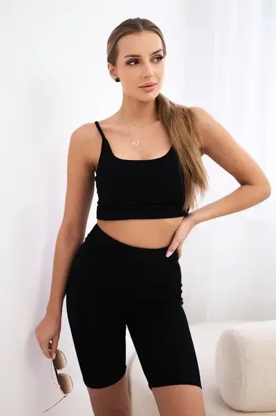 Souprava černých kalhot s vysokým pasem