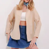 Dámská béžová základní košile s manžetami z bavlny značky Trend Alaçatı Stili