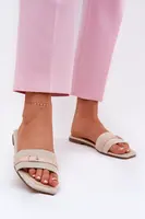 Boto Ploské Dámske Sandále S Pásikom A Sponou Béžové Zilina