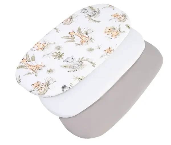 Medi Partners 3 – Pak – Fitted sheet for stroller – cotton – Safari – White – Gray