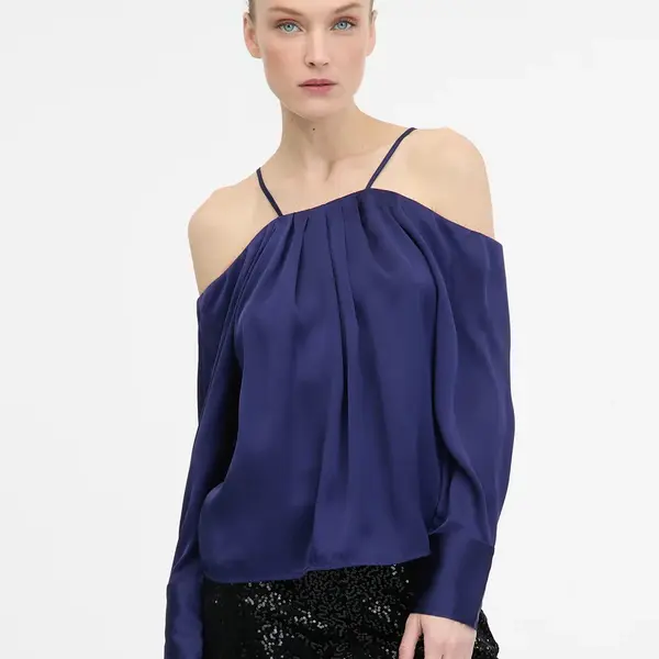 Dark blue women's blouse with open shoulders ORSAY - Women