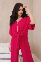 Set of blouse with fuchsia-colored trousers