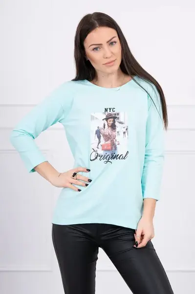 Blouse with Original mint print