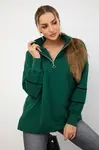 Sweatshirt with zip and pockets green