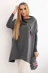 Oversized sweatshirt with asymmetrical graphite sides