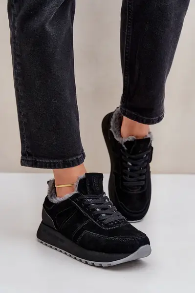 BIG STAR SHOES Dámske Tenisky S Kožušinou A Lesklým Prvkom Big Star