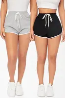 80189 Dewberry 2-Piece Set Women Mini Shorts-GREY-BLACK