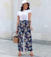 UR/CEO Navy wide pleated women's pants Sijam