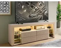 TV stolek Goal, béžová kašmír/dub riva, s osvětlením