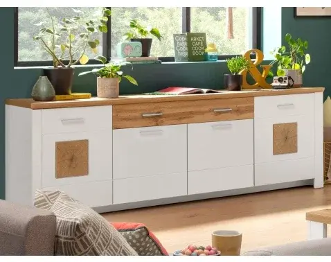 Široká komoda Matera, 220 cm, starý dub/bílá