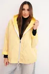 Kesi Włoski Dámska jarnej prešívanej bundy s kapucňou a zipsom žltá