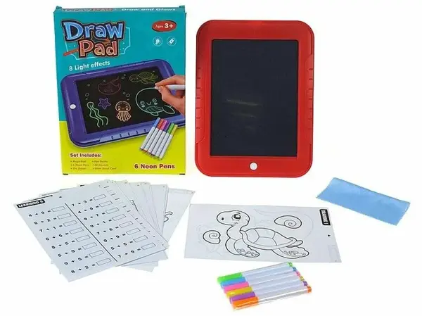 Magická svítící tabule – 30 šablon, 6 neonových fixů