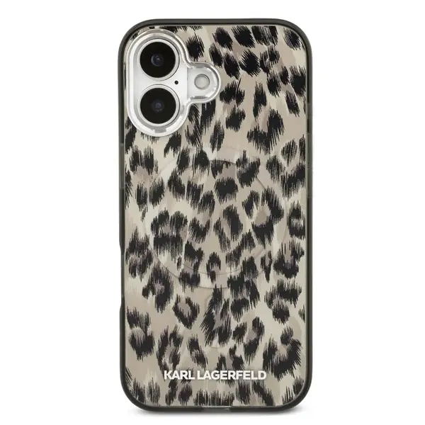 Zadní kryt Karl Lagerfeld IML Leopard MagSafe pro Apple iPhone 17, hnědá