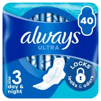 ALWAYS Ultra Day & Night hygienické vložky (vel. 3) s křidélky 40 ks