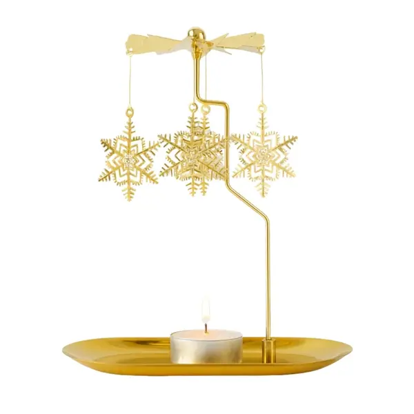 Livefy svietnik s kolotočom Snowflake, zlatý