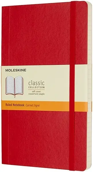 Zápisník Moleskine - měkké desky, L, linkovaný - červený