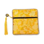 Chinese Brocade Tassel Zipper Jewelry Bag Gift Pouch