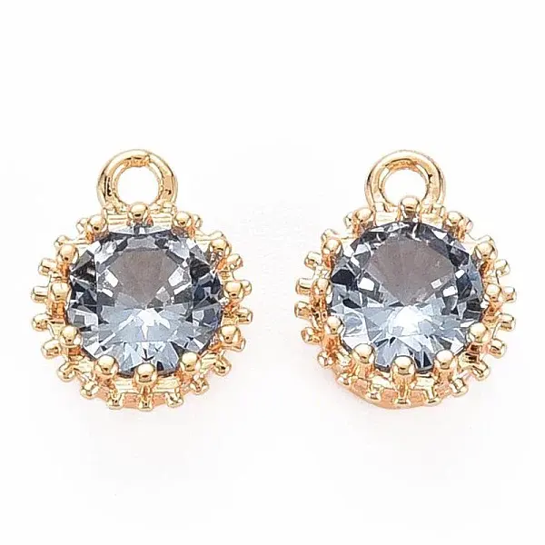 Brass Micro Pave Cubic Zirconia Charms