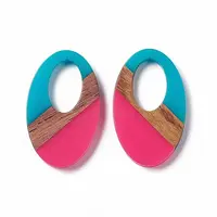 Opaque Resin & Walnut Wood Pendants