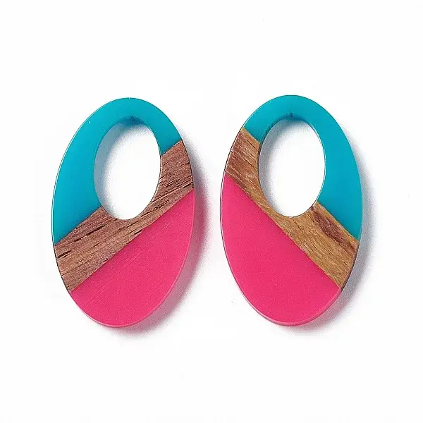 Opaque Resin & Walnut Wood Pendants