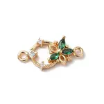 Brass Pave Clear Cubic Zirconia Flower Ring Links Connector Charms