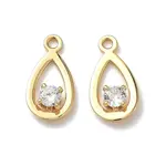 Brass Micro Pave Cubic Zirconia Teardrop Charms