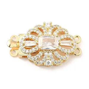 Brass Micro Pave Clear Cubic Zirconia Box Clasps