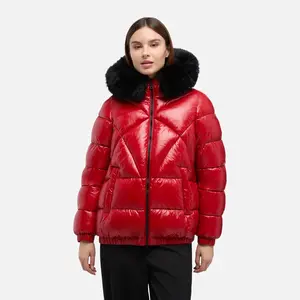 Červená dámská péřová bunda Geox Backsie