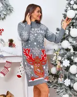 Resti Christmas Sweater Women's Dress in Gray
