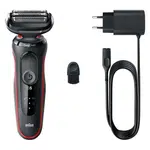 BRAUN Holicí strojek 5, 51-R1000s Wet&Dry červený