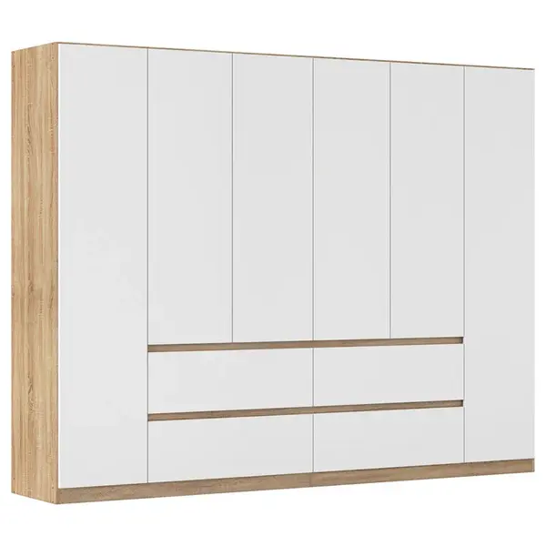 Rauch Möbel ŠATNÍ SKŘÍŇ S OTOČNÝMI DVEŘMI, bílá, barvy dubu, 271/210/54 cm