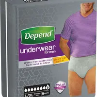 DEPEND Inkontinenční kalhotky abs.  Super L/XL pro muže 9 ks