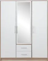 Šatní skříň Smart SR2 Varianta: Se zrcadlem, Barva korpusu + barva dveří: Dub sonoma + Bílá