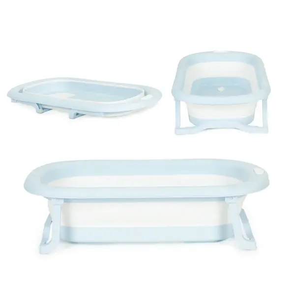 EcoToys Dětská skládací cestovní vanička s odtokem, šedomodrá