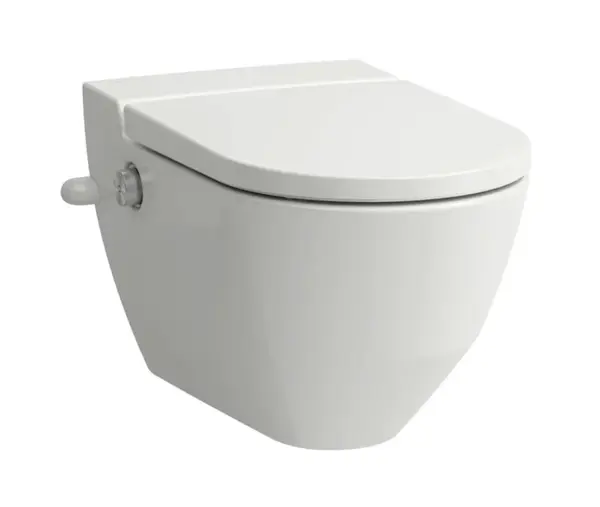Laufen Cleanet Navia - Elektronický bidet s keramikou, závěsný, boční přívod vody, Rimless, SoftClose, LCC Active, bílá H820601A007171