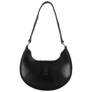 Dámská kožená kabelka na rameno černá - Delami Vera Pelle Anissa