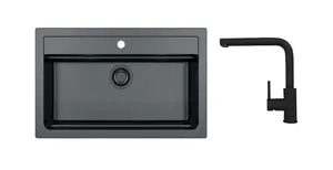 Alveus - Set dřezu Atrox 40 a baterie Zeos-P, deep black SETA25646
