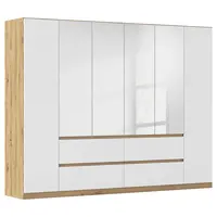 Rauch Möbel ŠATNÍ SKŘÍŇ S OTOČNÝMI DVEŘMI, barvy stříbra, bílá, dub artisan, 271/210/54 cm