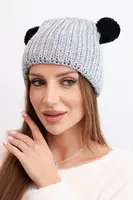 Dámská zimní čepice s bambulkami Kesi K433