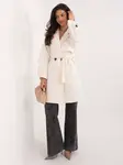 Dámský ecru kabát s páskem