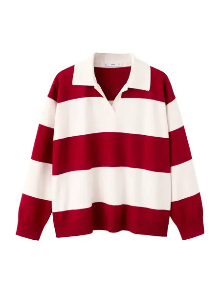 MANGO Sveter 'POLOTUS'  červená / biela